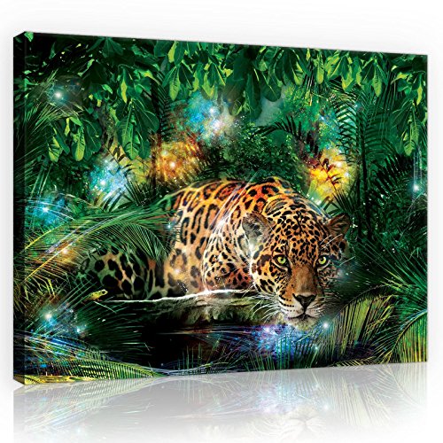 Forwall Bilder Jaguar Dschungel Tiere Modern Schlafzimmer Wohnzimmer Leinwandbilder Wandbild Kunstdruck Wandbilder Wand Bild auf Leinwand Aufhängefertig (10212, O1 (100 x 75 cm)) von Forwall