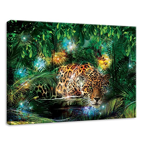 Forwall Bilder Jaguar Dschungel Tiere Modern Schlafzimmer Wohnzimmer Leinwandbilder Wandbild Kunstdruck Wandbilder Wand Bild auf Leinwand Aufhängefertig (10212, O7 (70 x 50 cm)) von Forwall