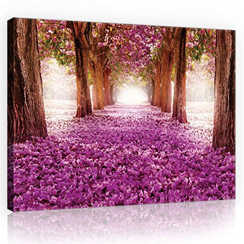 ForWall Bilder Canvas Lila Blumen Gasse - O6 (80cm. x 60cm.) Leinwandbilder Wandbild AMFPP10236O6 von Leinwandbild Consalnet