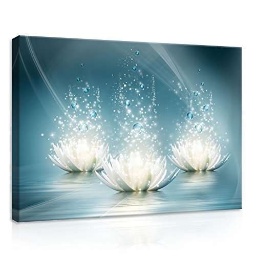 Forwall - Leinwand Bilder - Blumen Abstrakt Blau Lilie - 50x70 cm Leinwandbilder - Bild auf leinwand - Wandbild XXL groß Wandbilder für Wohnzimmer Schlafzimmer Wohnzimmerbilder Modern kunstdruck von Forwall