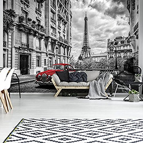 ForWall Fototapete Tapete Rotes Auto in Paris P4 (254cm. x 184cm.) AMF11674P4 Wandtapete Design Tapete von ForWall