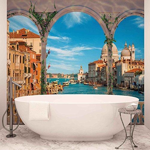 FORWALL Vlies Fototapete Tapete Vliestapete Venedig Kanal Bogen AF1072VEXL (208cm x 146cm) Photo Wallpaper Mural von FORWALL