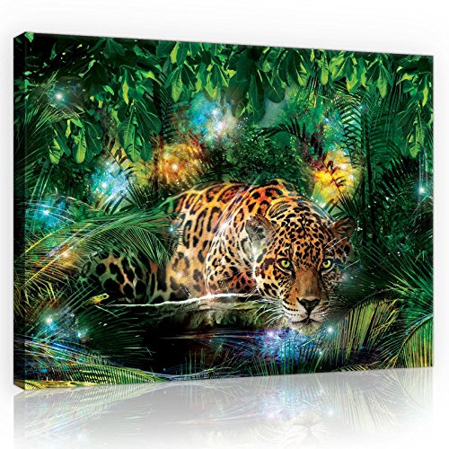 Forwall Bilder Jaguar Dschungel Tiere Modern Schlafzimmer Wohnzimmer Leinwandbilder Wandbild Kunstdruck Wandbilder Wand Bild auf Leinwand Aufhängefertig (10212, O6 (80 x 60 cm)) von Forwall