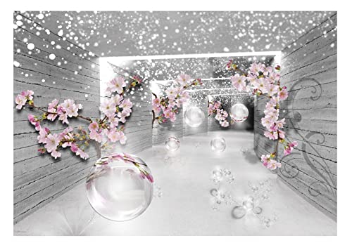 FORWALL Fototapete 3D Effekt Magischer Tunnel Blumen Holz Moderne Wohnzimmer Schlafzimmer Vlies Tapete Wandtapete UV-Beständig Hohe Auflösung Montagefertig (3360, VEXXXL (416x254 cm) 4 Bahnen) von FORWALL