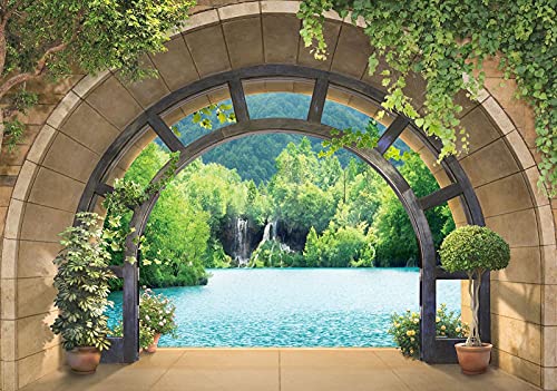 Forwall Fototapete 3D Natur Fensterblick See Wasser Landschaft Wohnzimmer Vlies Tapete Wandtapete UV-Beständig Hohe Auflösung Montagefertig (11555, VEXL (208x146 cm) 2 Bahnen) von Forwall