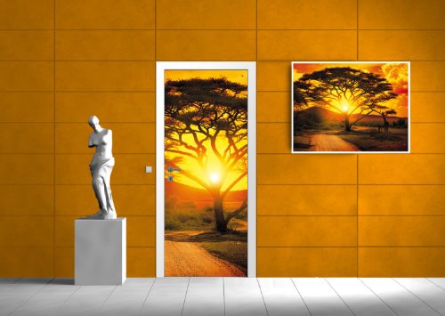 Türfototapeten Tapete Tür ForWall Afrika Sonnenuntergang AF400 VE_T (91cm x 211cm) Door Wall Mural Photo Wall Sticker von FORWALL