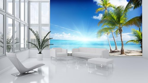 Vlies Fototapete Tapete Vliestapete ForWall Sonniger Strand AF735VE XXXL (416cm x 254cm) Photo Wallpaper Mural von FORWALL