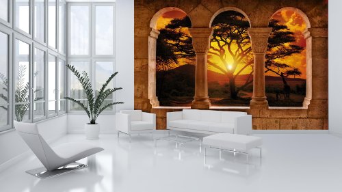 Vlies Fototapete Tapete Vliestapete ForWall Sonnenuntergang Afrika AF770VE XXXL (416cm x 254cm) Photo Wallpaper Mural von FORWALL