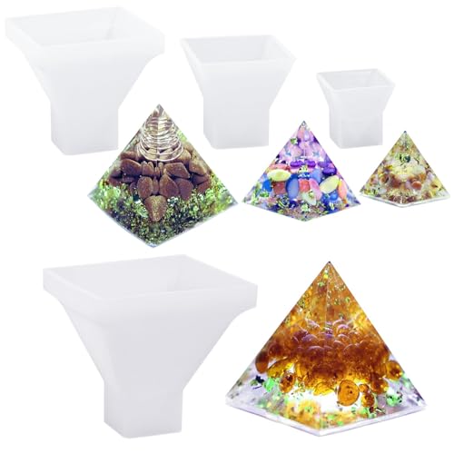 FORYNXHWIN 4 Stück Pyramid Silikonform, Resin Silikonformn Pyramide Schmuck, Super Pyramide Form für Harz Handwerk Schmuck Silikon Form für Bastelarbeiten, Ornamente, Kunst von FORYNXHWIN