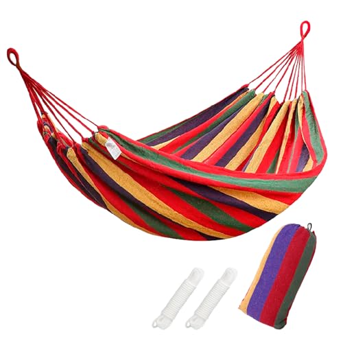 FORYNXHWIN Baumwoll-Hängematte – 190 x 150 cm, Outdoor-Camping, tragbare Hängematte mit Reisetasche, verdicktes strapazierfähiges Canvas-Gewebe, unterstützt 200 kg, perfekt für Garten, Camping von FORYNXHWIN