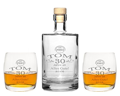 4 Edle Whiskeygläser mit Whiskeykaraffe und Gravur "Glückwunsch" Whisky-Set graviert 4 Edle Whiskeygläser mit Whiskeykaraffe und Gravur "Glückwunsch" Whisky-Set graviert von FORYOU24