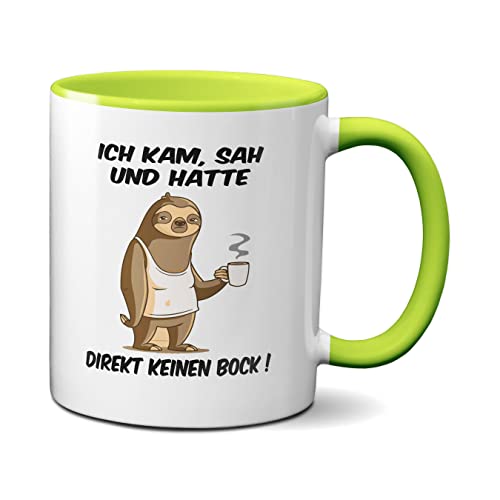 FORYOU24 Bürotasse Faultier Spruch - KEIN BOCK - lustige Kaffeetasse Teetasse aus Keramik in Weiß - ca. 300 ml spülmaschinengeeignet - Geschenk Geburtstag Homeoffice von FORYOU24