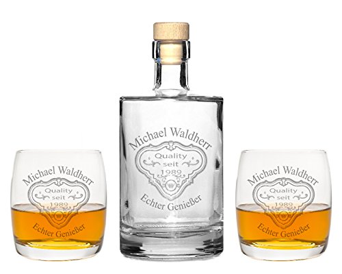 FORYOU24 2 Edle Whiskeygläser mit Whiskeykaraffe und Gravur Patch II Whisky-Set graviert FORYOU24 2 Edle Whiskeygläser mit Whiskeykaraffe und Gravur Patch II Whisky-Set graviert von FORYOU24