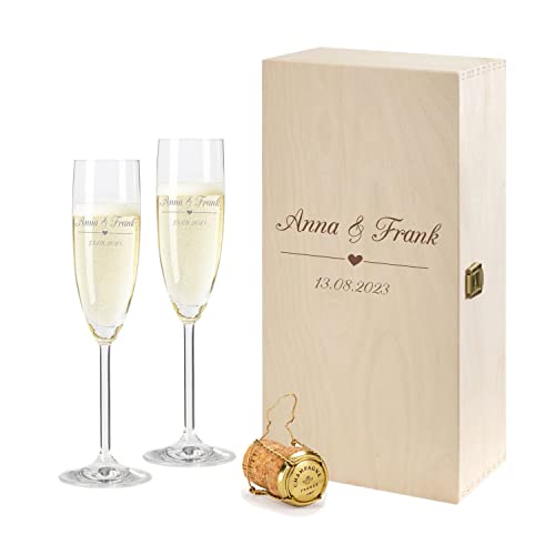 FORYOU24 2 Leonardo Sektgläser mit Gravur in Geschenkbox | Heartline | zur Hochzeit Geschenkidee Sektglas-Set graviert von FORYOU24