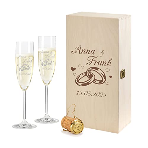 FORYOU24 2 Leonardo Sektgläser mit Gravur in Geschenkbox | Ringe | zur Hochzeit Geschenkidee Sektglas-Set graviert von FORYOU24