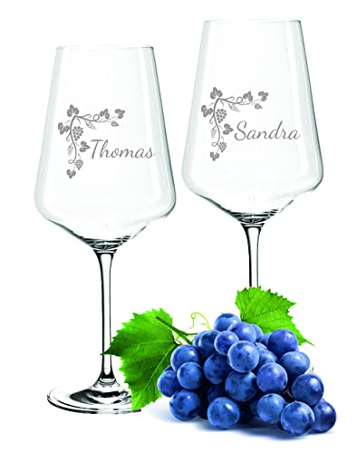 FORYOU24 2 Leonardo Weingläser Puccini mit personalisierter Gravur Weinranke Geschenk zur Hochzeit, Verlobung & Jahrestag EIN perfektes Hochzeitsgeschenk von FORYOU24