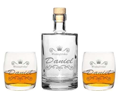 FORYOU24 4 Edle Whiskeygläser mit Whiskeykaraffe und Gravur Krone I Whisky-Set graviert FORYOU24 4 Edle Whiskeygläser mit Whiskeykaraffe und Gravur Krone I Whisky-Set graviert von FORYOU24