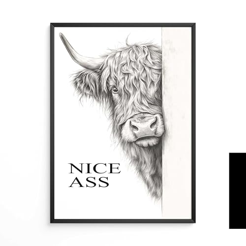 FORYOU24 Badezimmer Deko Bilde | hochwertiger Kunstdruck | schwarz weiß Wandbilder | WC Deko | Premium Druck Highland Kuh A4 Poster P-165A4 FORYOU24 Badezimmer Deko Bilde | hochwertiger Kunstdruck | schwarz weiß Wandbilder | WC Deko | Premium Druck Highland Kuh A4 Poster P-165A4 von FORYOU24