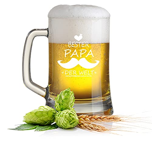 FORYOU24 Bierkrug Bierseidel mit Gravur Motiv Bester Papa der Welt- Geschenkidee Bierglas graviert Vatertag von FORYOU24