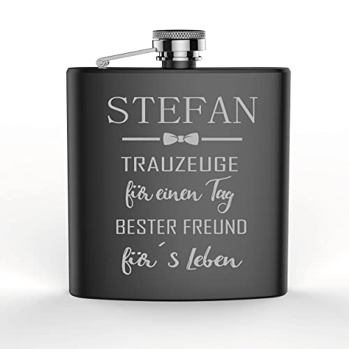 FORYOU24 Edelstahl Flachmann mit Gravur Best Trauzeuge Geschenk für Papa Opa Onkel Freund zu Weihnachten, Geburtstag von FORYOU24