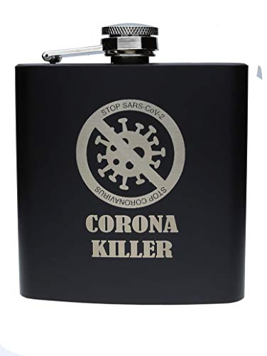 FORYOU24 Edelstahl Flachmann mit Gravur Corona Killer Geschenk für Papa Opa Onkel Freund zu Weihnachten, Geburtstag FORYOU24 Edelstahl Flachmann mit Gravur Corona Killer Geschenk für Papa Opa Onkel Freund zu Weihnachten, Geburtstag von FORYOU24