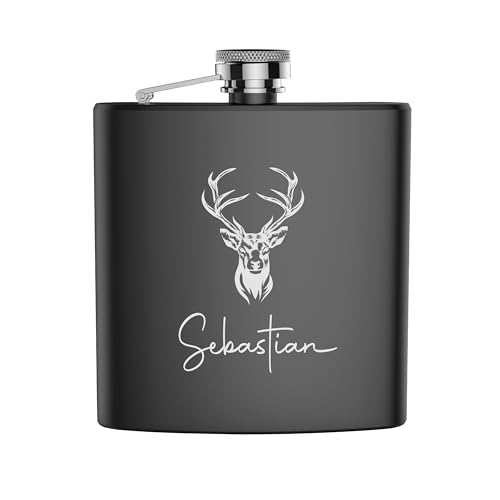 FORYOU24 Edelstahl Flachmann mit Gravur Hirsch Geschenk für Papa Opa Onkel Freund zu Weihnachten, Geburtstag FORYOU24 Edelstahl Flachmann mit Gravur Hirsch Geschenk für Papa Opa Onkel Freund zu Weihnachten, Geburtstag von FORYOU24