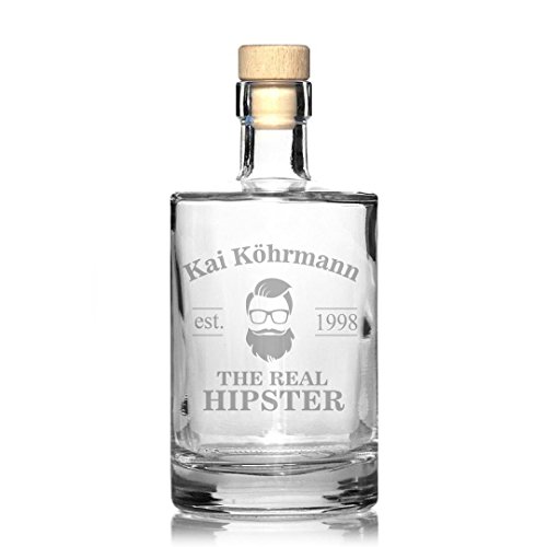 FORYOU24 Edle Whiskeykaraffe mit Gravur Hipster Whisky-Flasche graviert von FORYOU24