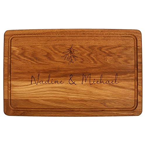 FORYOU24 Holz Schneidebrett dunkel mit Gravur Motiv 08 - personalisiert mit Wunsch-Namen Küchenbrett graviert als Geschenkidee zur Hochzeit von FORYOU24