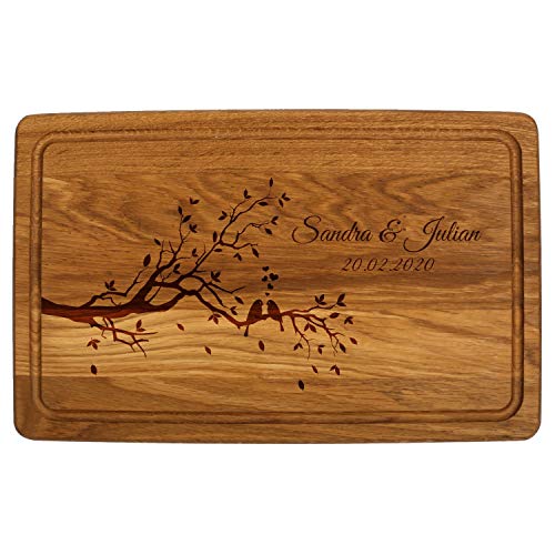 FORYOU24 Holz Schneidebrett dunkel mit Gravur Motiv 11 - personalisiert mit Wunsch-Namen Küchenbrett graviert als Geschenkidee zur Hochzeit von FORYOU24