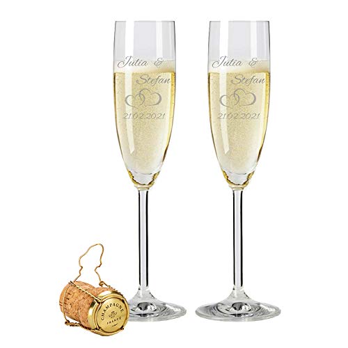 FORYOU24 Leonardo 2 Sektgläser mit Gravur des Namens zur Hochzeit Motiv Paar Sekt-Glas graviert Geschenkidee von FORYOU24