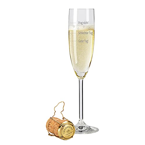 FORYOU24 Leonardo Sektglas mit Gratis Gravur - Guter Tag - Schlechter Tag - Frag Nicht - das Stimmungsglas als super Geschenkidee von FORYOU24