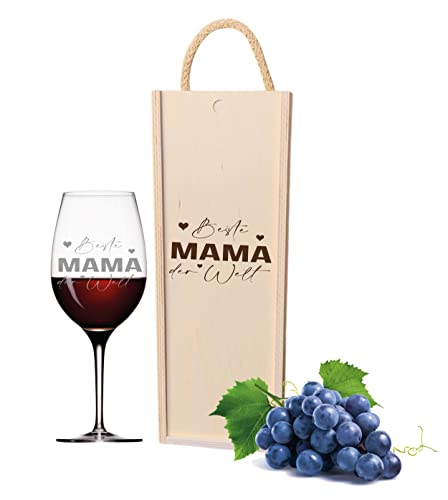 FORYOU24 Leonardo Weinglas mit Gravur und Geschenkbox - Beste Mama der Welt - Geschenk für Mama ideal als Muttertagsgeschenk - Weißweinglas Rotweinglas als Geburtstagsgeschenk für Mama von FORYOU24
