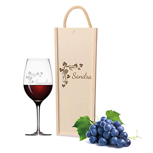 FORYOU24 Weinglas mit Gravur Name personalisiert und Geschenkkiste Motiv Weinranke von FORYOU24