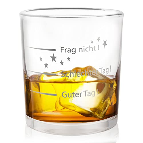 FORYOU24 Whiskeyglas mit Aufschrift guter Tag, schlechter Tag Silber Geschenk zum Geburtstag Weihnachten Geschenkidee Whisky-Glas graviert. von FORYOU24