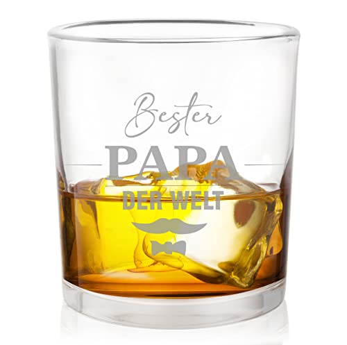 FORYOU24 Whiskeyglas mit Gravur Bester Papa Silber Geschenkidee Whisky-Glas graviert von FORYOU24