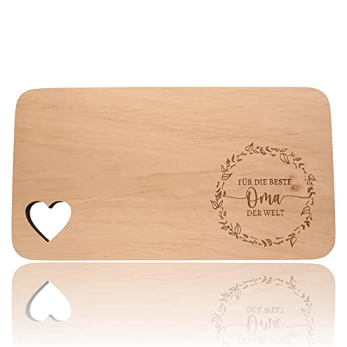 Frühstücksbrettchen aus Holz, Holzbrett mit Gravur, Frühstücksbrett mit Herz-Ausschnitt, Geschenk für Oma, Muttertagsgeschenk Personalisiert, Geschenke für Omas von FORYOU24