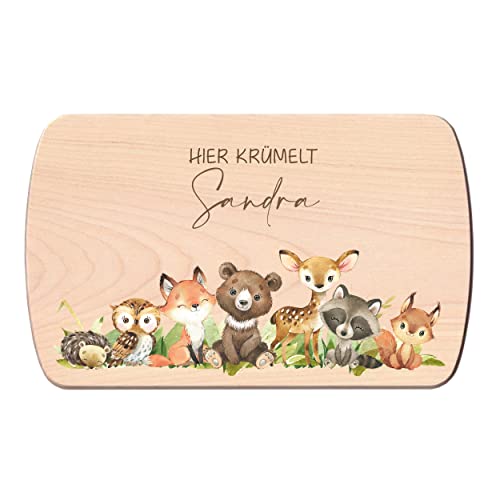 Individuelles Holzbrett mit Gravur für Kinder - Personalisiertes Frühstücksbrettchen - Motiv Friends mit Namen von FORYOU24