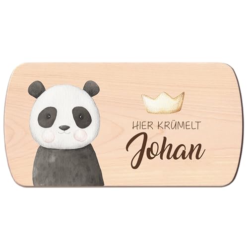 Personalisiertes Frühstücksbrettchen Holzbrett mit Gravur für Kinder | Individuelles Holzbrettchen | Motiv Tierkopf Panda mit Namen von FORYOU24