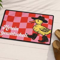 Fußmatte ‚Herein Gewatschelt' Mit Cowboy-Ente - Waschbar Bei 30 Grad Lustige Türmatte, Made in Germany, Geschenkidee Einzug Fußmatte ‚Herein Gewatschelt' Mit Cowboy-Ente - Waschbar Bei 30 Grad Lustige Türmatte, Made in Germany, Geschenkidee Einzug von FORYOURDEAR