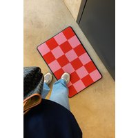 Fußmatte 60x40 cm - Schachbrett Muster Rosa/Rot | Moderne Eingangsmatte Mit Stil Rutschfest & Made in Germany Fußmatte 60x40 cm - Schachbrett Muster Rosa/Rot | Moderne Eingangsmatte Mit Stil Rutschfest & Made in Germany von FORYOURDEAR