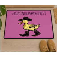 Fußmatte "Hereingewatschelt" 60 X 40 cm | Einweihungsparty Geschenk Willkommen Neues Haus von FORYOURDEAR