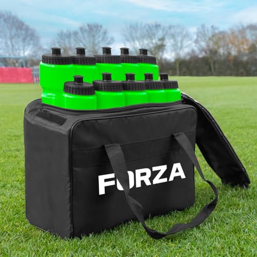 FORZA 10 Wasserflaschen (750 ml) und Tragetaschen-Set │10-fache Flaschenkapazität │ Sportmannschafts-Flaschentasche (Grün) von FORZA
