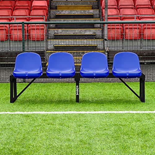 FORZA Aluminium Spielerbank und Ersatzbank | 4 Größe & 7 Farben erhältlich | Robuste Sitzbank für die Seitenlinie | Sportsitz aus Polyethylen hoher Dichte | Fußball Handball (2 m | 4 Sitze, Blau) von FORZA