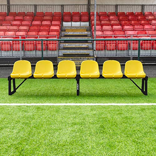 FORZA Aluminium Spielerbank und Ersatzbank | 4 Größe & 7 Farben erhältlich | Robuste Sitzbank für die Seitenlinie | Sportsitz aus Polyethylen hoher Dichte | Fußball Handball (3 m | 6 Sitze, Gelb) von FORZA