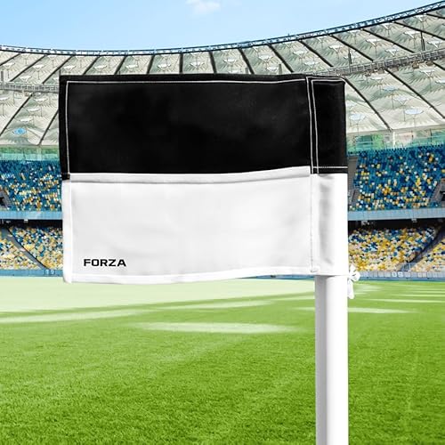 FORZA Ersatz-Eckfahnen für Fußball [4er-Pack] | Robuste Polyesterfahnen für Standard- und Profi-Flaggen – Pfosten nicht im Lieferumfang enthalten (Schwarz/Weiß, Profi) von FORZA