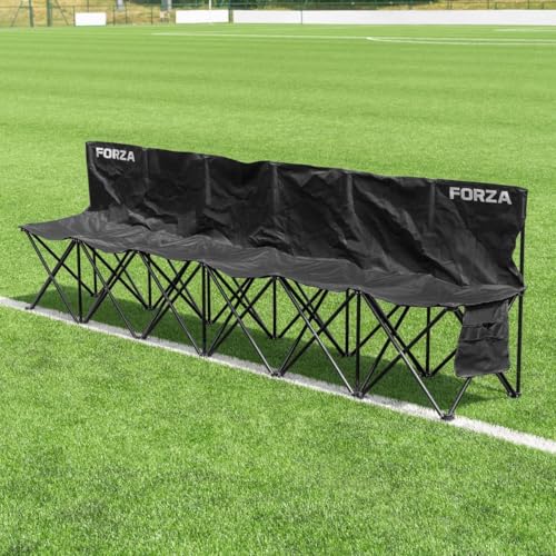 FORZA Klappbare, tragbare Aluminium-Mannschaftsbänke | Schneller und einfacher Aufbau | 4, 6 oder 8 Sitzplätze | Tragetasche inklusive (Kein Schutz, Profi 6-Sitzer-Bank) von FORZA