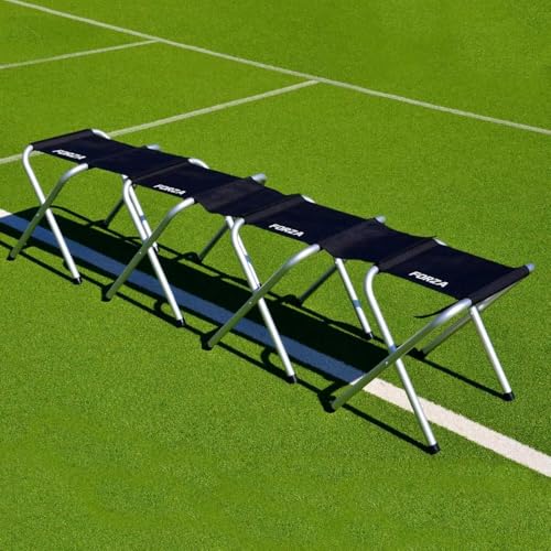 FORZA Klappbare, tragbare Aluminium-Mannschaftsbänke | Schneller und einfacher Aufbau | 4, 6 oder 8 Sitzplätze | Tragetasche inklusive (Kein Schutz, Standard 4-Sitzer-Bank) von FORZA
