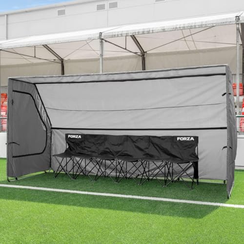 FORZA Klappbare, tragbare Aluminium-Mannschaftsbänke | Schneller und einfacher Aufbau | 4, 6 oder 8 Sitzplätze | Tragetasche inklusive (Mit Schutz, Profi 4-Sitzer-Bank) von FORZA