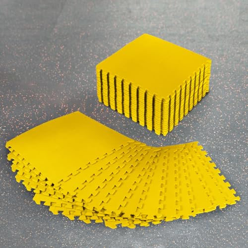 FORZA ineinandergreifende Boden-Gymnastikmatten │ 60cm² große Fliesen │ Eva-Schaumstoffpolsterung (Gelb, 4 Packung) von FORZA