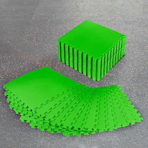 FORZA ineinandergreifende Boden-Gymnastikmatten │ 60cm² große Fliesen │ Eva-Schaumstoffpolsterung (Grün, 8 Packung) von FORZA
